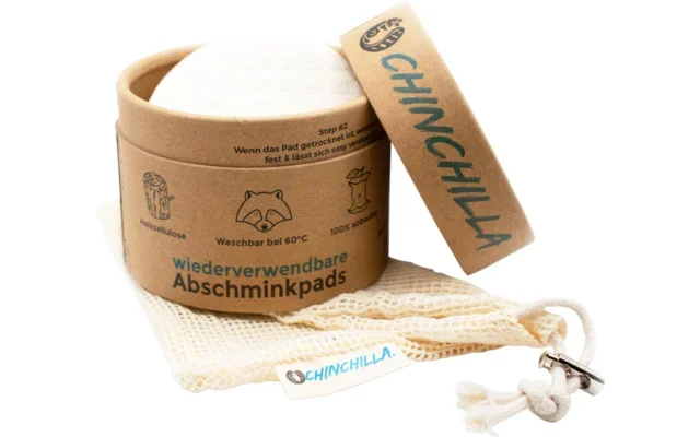 Almohadillas desmaquillantes lavables de celulosa de madera y algodón 10 piezas Chinchilla
