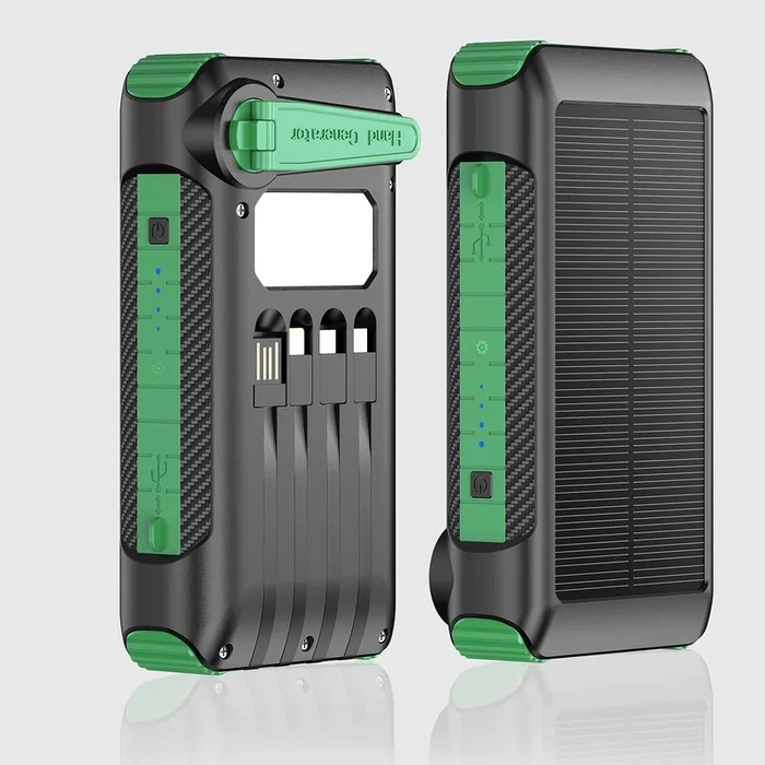 BATERIA PORTATIL SOLAR CON MANIVELA MANUAL XWD-2201B 20000 mAh