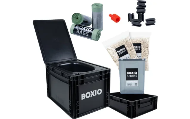 Boxio Inodoro Max Plus inodoro separador juego completo que consta de Inodoro / Solo-Up / Plug / 2 x lecho de cáñamo / 3 x Bolsas / Shake / 6 x Clips