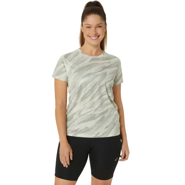 Camiseta runningASICSCORE ALL OVER PRINT SS TOP W BIRCH/OLIVE GREY