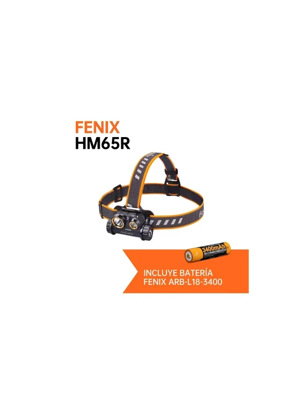 Frontal Fenix HM65R 1400 lúmenes (incluye batería 18650 3400 mAh)