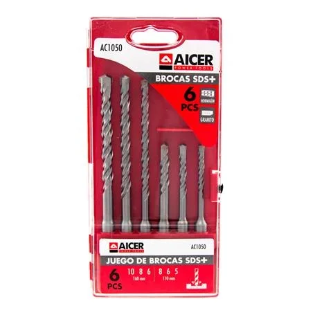JUEGO BROCAS SDS+ 6 PIEZAS AICER AC1050