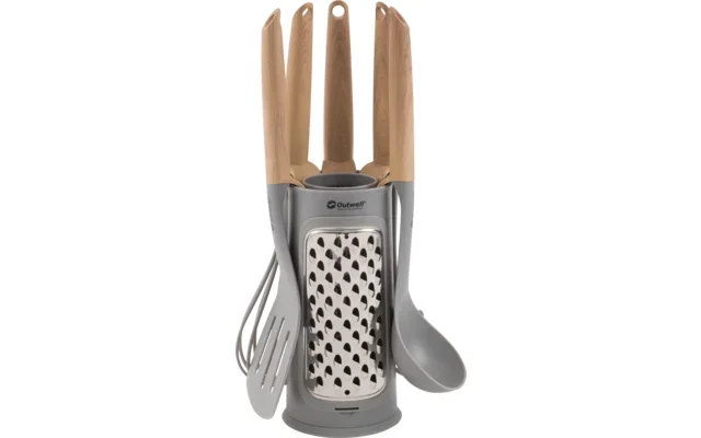Juego de utensilios de cocina 6 piezas cuchara para pasta, batidor, espátula, cuchara para servir, cucharón y rallador Adana Outwell