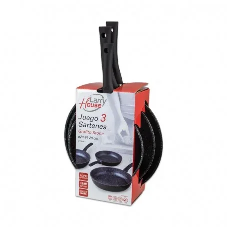 JUEGO SARTENES GRAFITO 20-24-28CM LARRYHOUSE LH1608