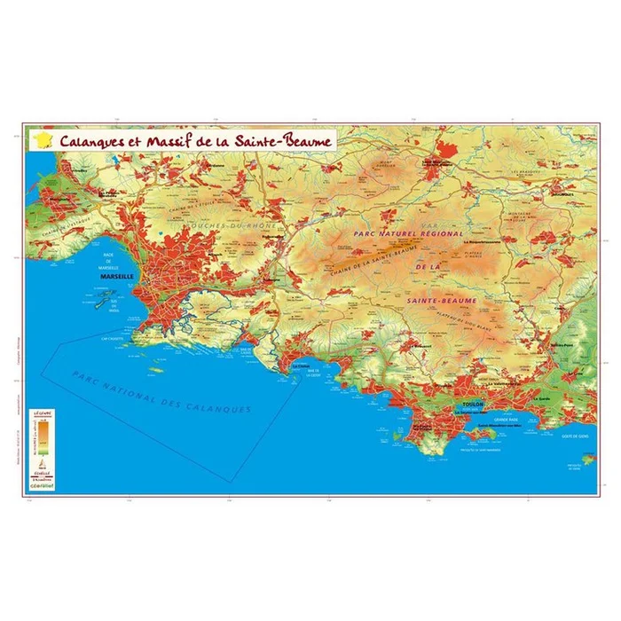 Mapa 3D Geo Relief Les Calanques et le Massif De La Sainte-Beaume