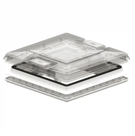 Maxi claraboya Fiamma 50×50 con asa y capucha de cristal