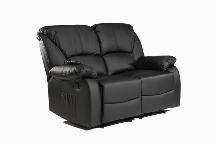 SILLON DE MASAJE 2 PLAZAS RECLINABLE CALOR LUMBAR POLIPIEL NEGRO ECO-DE ECO-8590/2