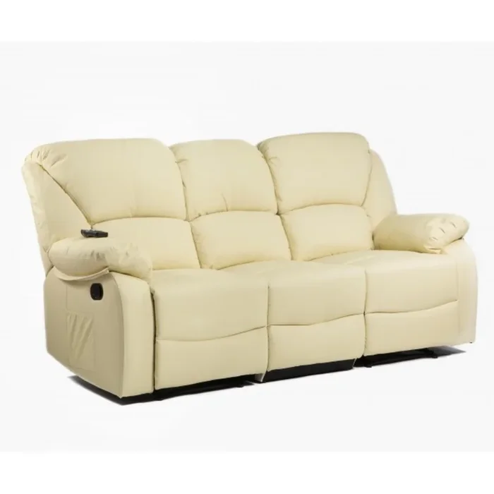 SILLON DE MASAJE 3 PLAZAS RECLINABLE CALOR LUMBAR POLIPIEL BEIGE ECO-DE ECO-8590/3